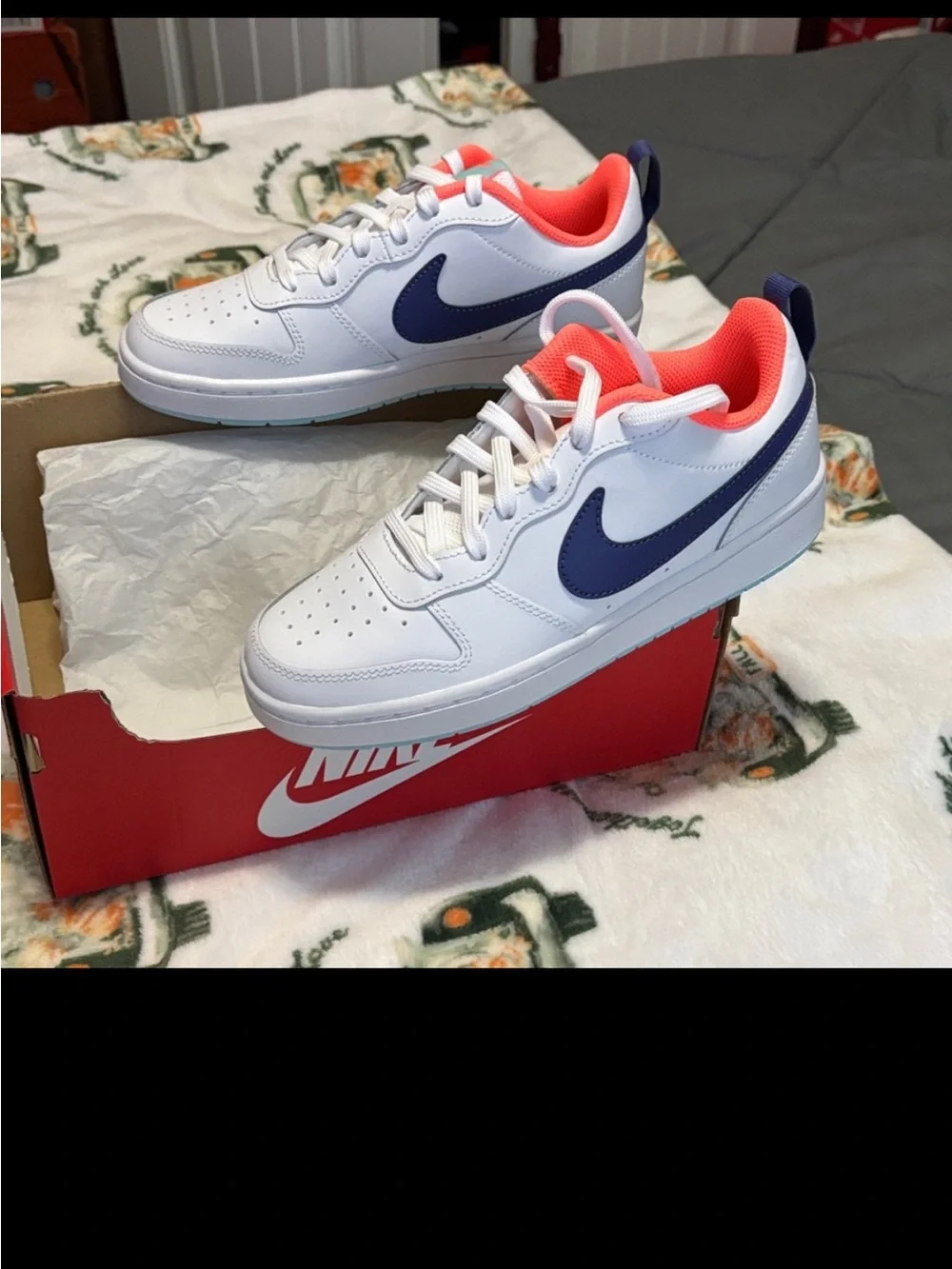 Nike Kids White Sneakers with Pink Lining and Purple Swoosh